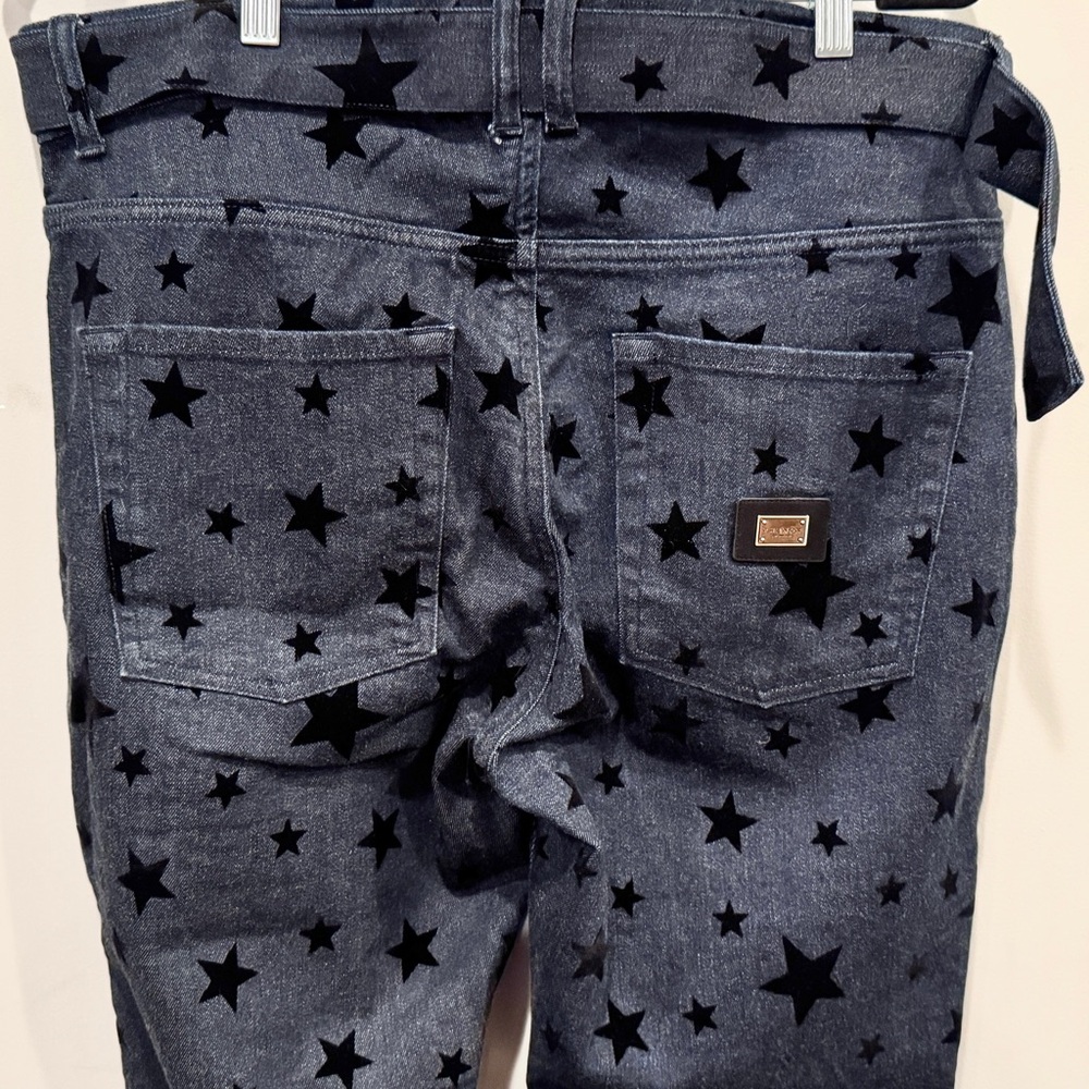 Phenom Los Angeles Men’s Rocker Blue Boot Cut Felt Stars Belt Jeans Waist 38 NWT - Picture 2 of 15